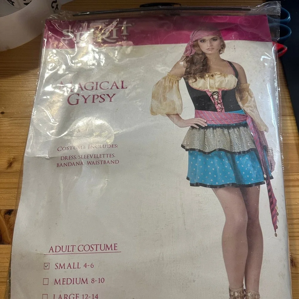 Spirit Halloween Magical Gypsy Adult Costume Small 4-6 Dress Bandana boho - Picture 1 of 5